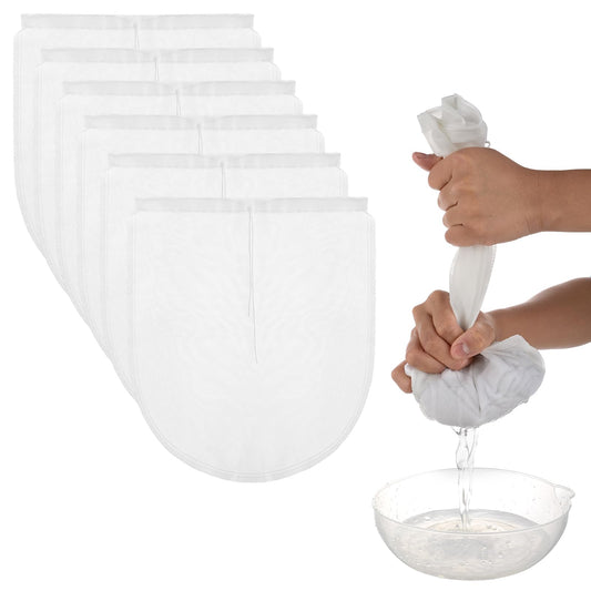 COMNICO Cheese Bags, Nylon Reusable Fine Mesh Cheesecloth Strainer Nut Tea Beer Juice Filter Cloth for Cold Brew Coffee Yogurt Almond Soy Oat Milk (6, Round bottom-12 x 10")