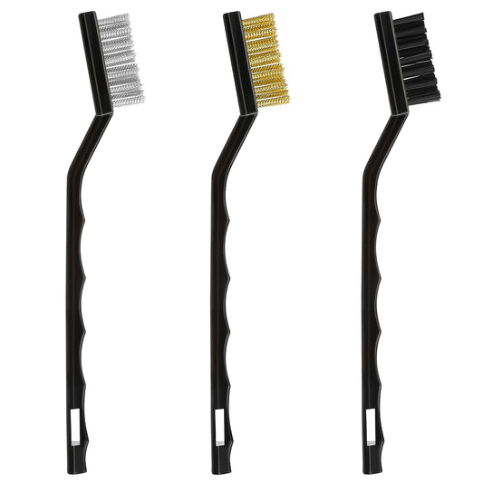 COMNICO 3 Pcs Wire Brush Set Hard Bristle Hand-held Gap Cleaning Brush Mini Small Multifunctional Wire Brushes Tool for Kitchens Bathroom Window Cleaning