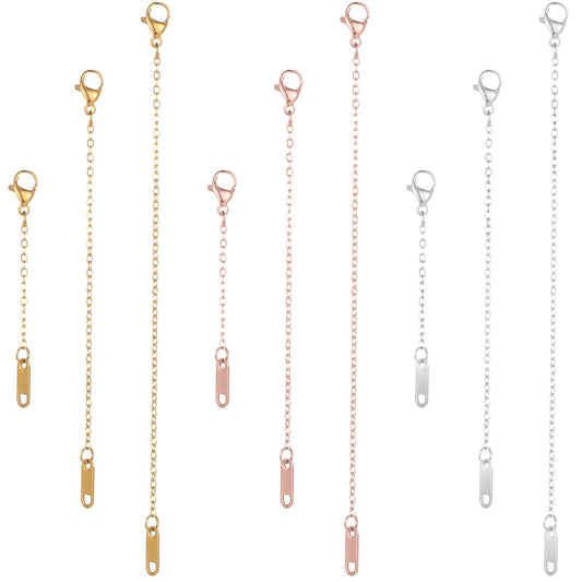 Dimeho 9 Pcs Necklace Extender Strong Durable Jewelry Chain Silver Gold Color Extention Lobster Clasp for Women Anklet Bracelet Key Chain Making 2", 4", 6" Long