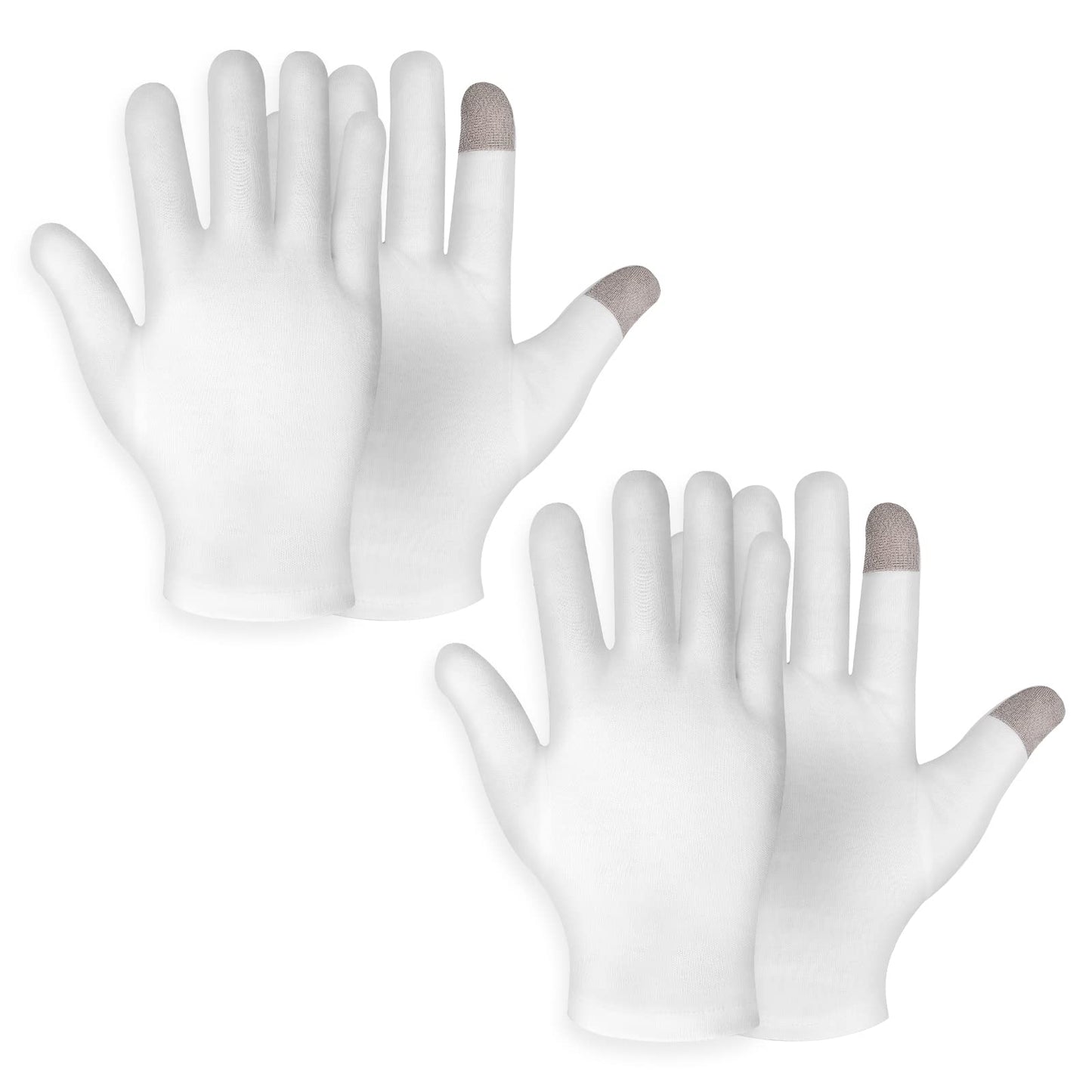 2 Pair Medium Touch Screen Moisturizing Gloves White Cotton Moisturizing Gloves for Overnight Bedtime Heal Eczema Sleeping Lotion Hand Spa Treatment Gloves Repair Rough Cracked Dry Chapped Hands Skin