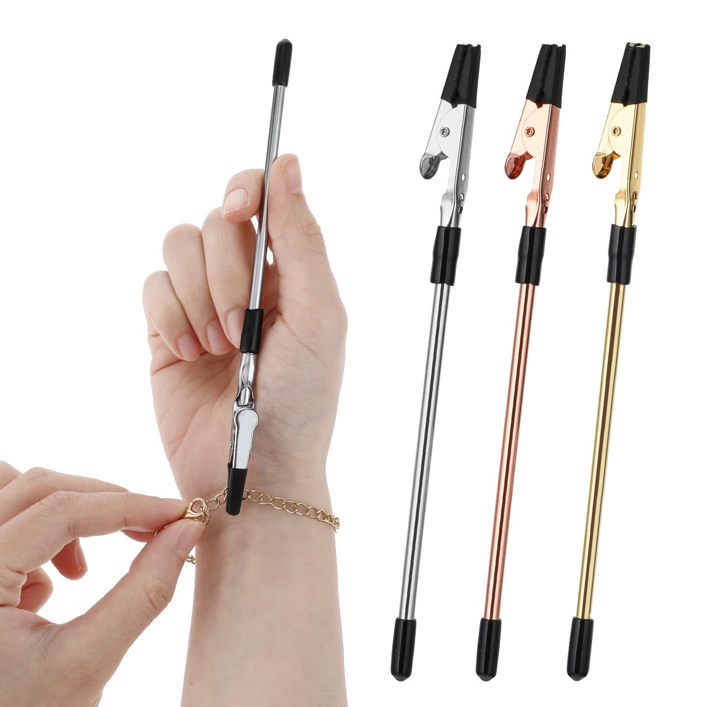 COMNICO 3 Pcs Bracelet Helper Tool Hook to Put On Yourself Clasp Helper Easy Jewelry Wearing Aids Tool Fastening and Hooking Equipment for Watch Clasps Zippers Closures Crafts Adjustment