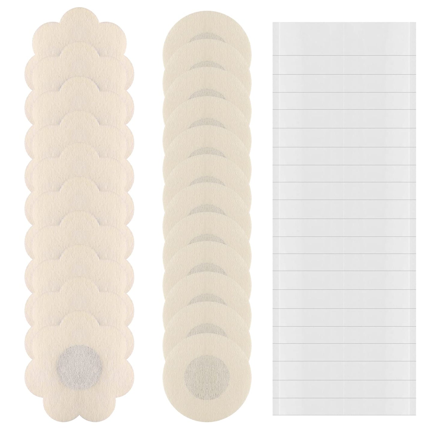 Sibba 10 Pairs Nipple Covers Disposable Nipple Breast Petals Self Adhesive Nipples Stickers Bra Pad Invisible for Women Wearing Dresses Stayed Flower Shape - 36 Pcs Transparent Body Double Sided Tape