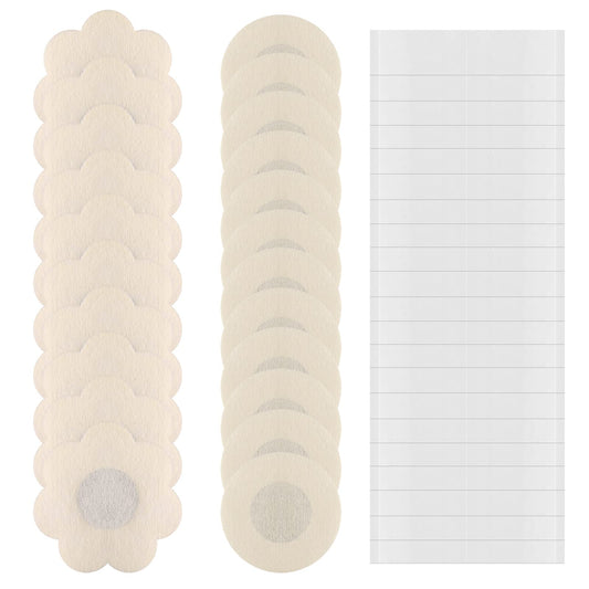 Sibba 10 Pairs Nipple Covers Disposable Nipple Breast Petals Self Adhesive Nipples Stickers Bra Pad Invisible for Women Wearing Dresses Stayed Flower Shape - 36 Pcs Transparent Body Double Sided Tape