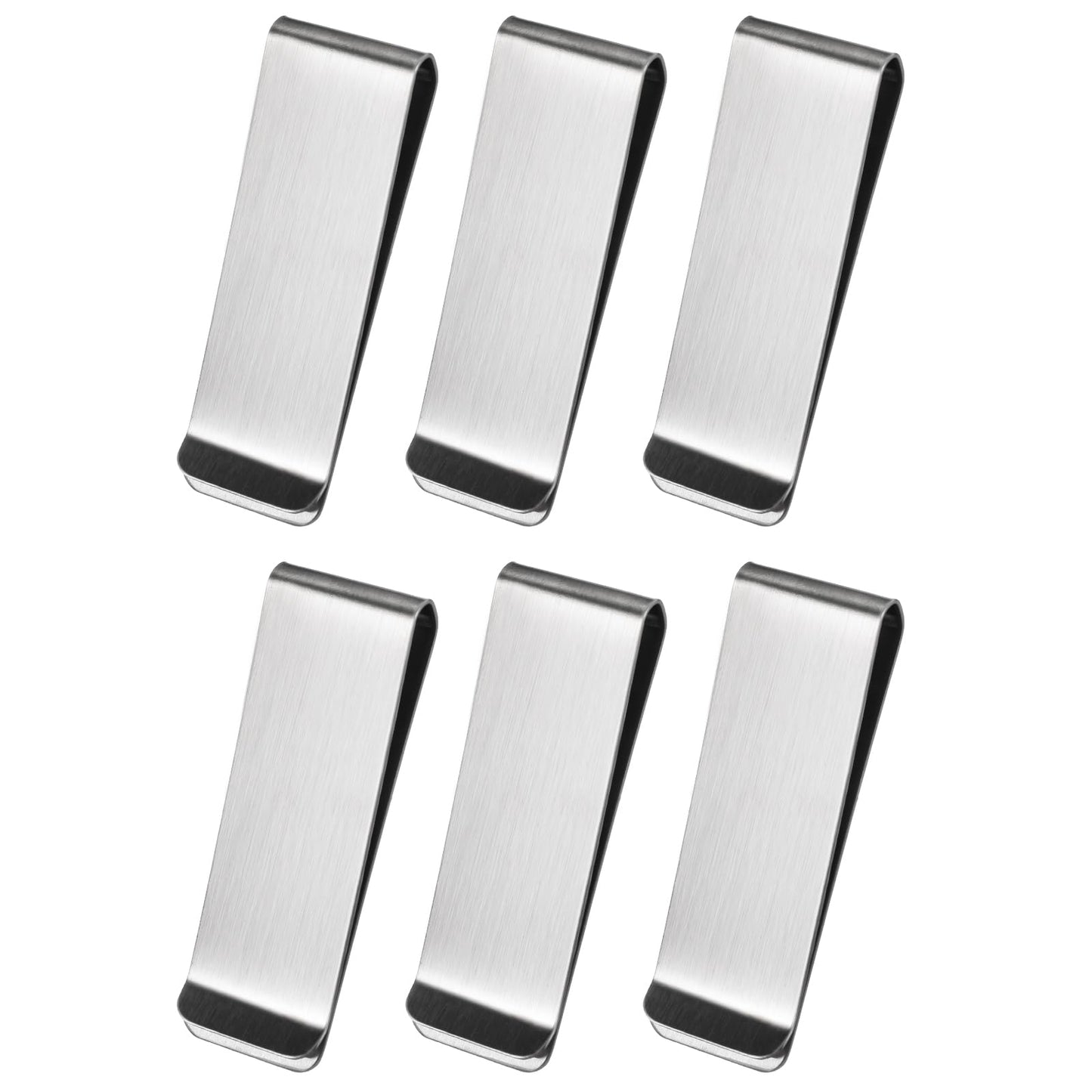 6 Pack Stainless Steel Money Clip for Men, Men's Slim Cash Clip Front Pocket Minimalist Credit Card Holder Small Wallet Pocket Customizable Fashion Cash Clips Wallet Gift for Father Husband Friend