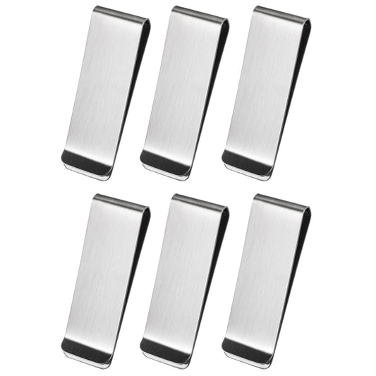 6 Pack Stainless Steel Money Clip for Men, Men's Slim Cash Clip Front Pocket Minimalist Credit Card Holder Small Wallet Pocket Customizable Fashion Cash Clips Wallet Gift for Father Husband Friend
