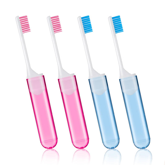 Sibba Manual Toothbrush Containers Set Mini Portable Tooth Brushing Kit Folding Case Individually Wrapped Soft Tiny Brush Cover Camping Travel Home Supplies Sensitive Teeth Dental Toiletries