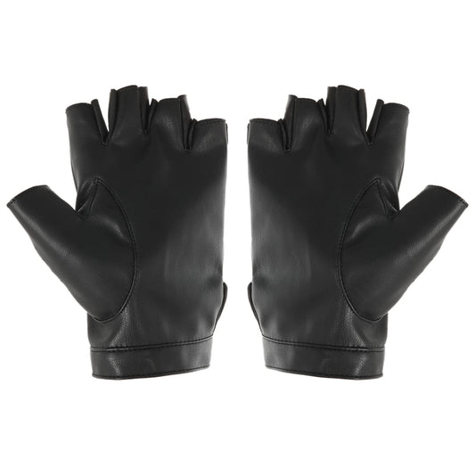 WLLHYF 1 Pairs Fingerless Gloves Black PU Faux Leather Race Car Driver Driving Costume Half Finger Mittens Halloween Cosplay Glove Cold Weather Winter Skating Skiing Sport Men Women Clothing