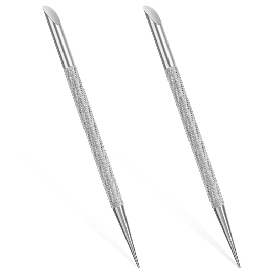 2Pcs Stainless Steel Cuticle Pusher Portable Nail Cleaner Remover Dead Skin Polish Peeler Cutter Nail Cleaning Cuticle Stick Professional Pedicure Nail Art Care for Fingernails Toenails Manicure