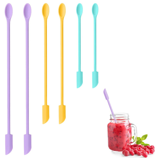 Sibba 6 Pcs Mini Silicone Spatulas Makeup Spatula Face Mask Applicator Set Mini Spoon Small Scraper Double End Scrubber Clean Skincare Tools Cooking Utensils Fit Food Bottle Beauty Lotion Jar Cosmetic