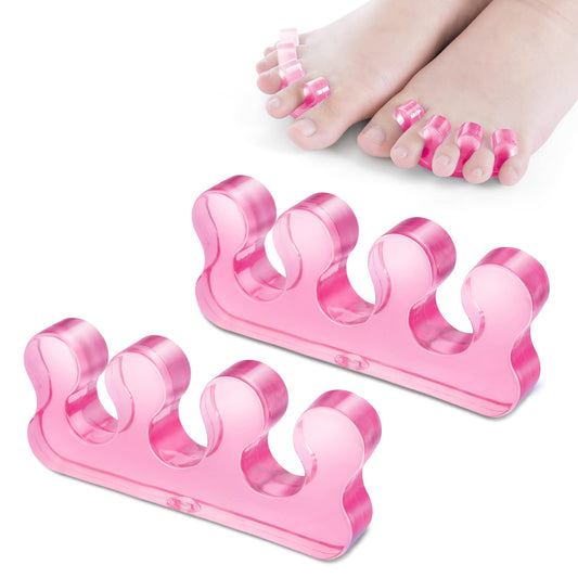 Sibba Toe Separators for Nail Polish, Silicone Toe Separator, Straighteners and Correctors for Overlapping Toes, Bunions, Hammer Toe, Foot Pain Relief for Men and Women (Pink)