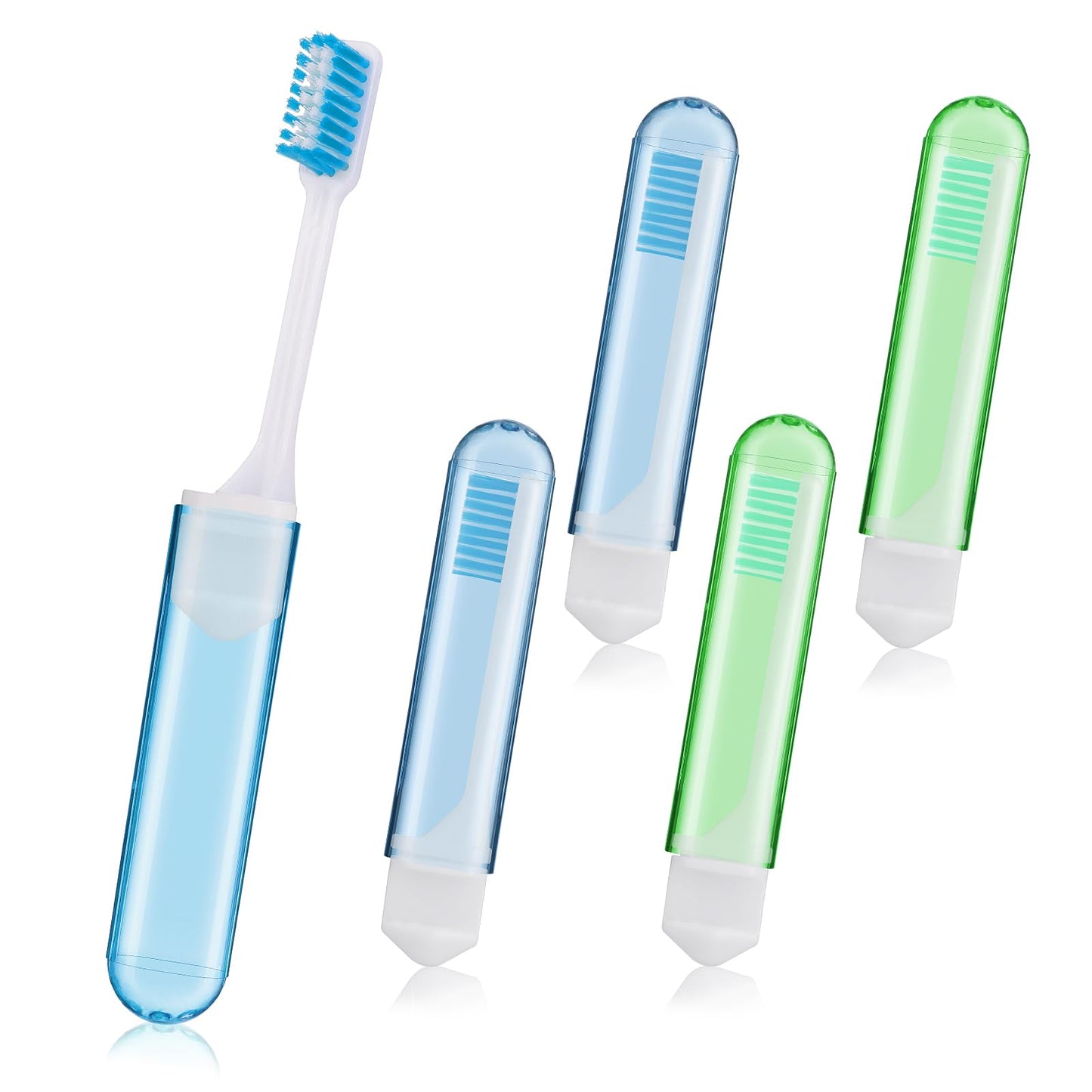 Sibba Manual Toothbrush 4 PCS Soft Bristle Tooth Brush Set Portable Camping Toothbrush Foldable Teeth Gums Brush Cover Mini Case Toothbrush Head Individually Wrapped Travel Home Oral Cleansing