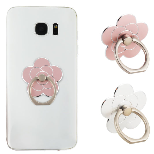Sibba 2pcs Phone Ring Holder Kickstand Cellphone Flower Finger Ring Grips Stand Metal Universal Accessories Compatible with Smartphone, Mobile Phones, Phone case (Silver, Rose Gold)