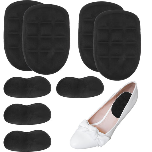 COMNICO 8 Pcs Heel Cushions High Heel Grips Liners Comfort Pad Plantar Fasciitis Heel Support Insoles Inserts for Men and Women No Slip Adhesive Heel Padding Inserts for High Heels Boots Flats Sandal