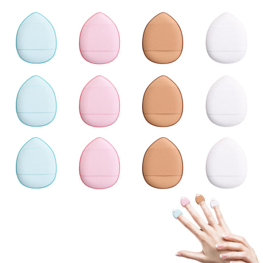 Sibba 12 Pieces Sponges Powder Puff with Finger Holder Strap Mini Beauty Blender Face Eyes Makeup Pads for Liquid Foundation Halloween Costume Festival Make Up Cosmetic Wet Dry Tool