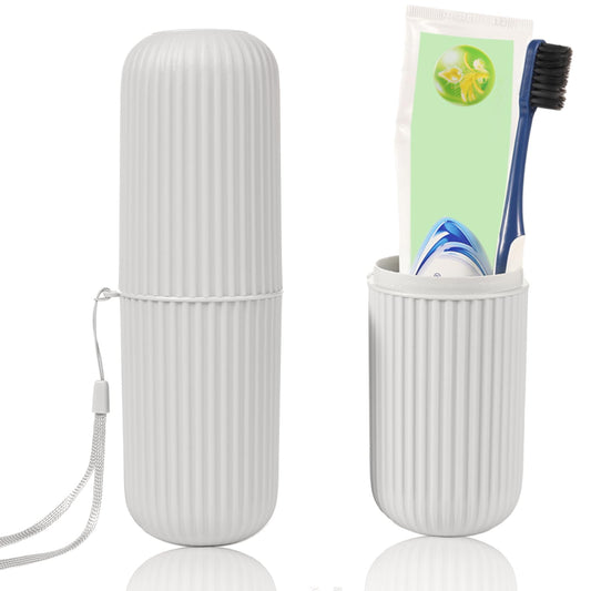 COMNICO Toothbrush Holders Covers Travel Essentials Gray Portable Caps Long 7.68 Inch Toothbrush Travel Holder with Covers Caps for School Camping Business Traveling Home