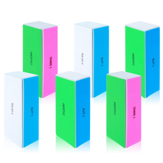 COMNICO 4 Way Nail Buffer Block, 6Pcs Nail Shine Buffer Blocks Files Smooth Buff Shine Professional Nail Files Polisher Rectangular Buffing File for Acrylic Nail Art Kit Manicure Tools