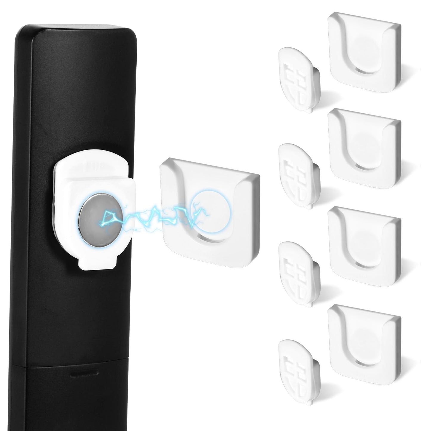4Pcs Remote Control Magnetic Holder Wall Mount, Hole-Free Remote Control Storage Containers, Self-Adhesive Remote Suction Cup Holder for TV, Fan, and Air Conditioner Remotes