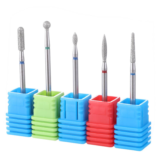 Sibba 5Pcs Ceramic Nail Drill Bits Sets Electric Nail Drill For Remove Acrylic Gel Nails Russian Manicure Drill Bits For Manicure Pedicure Cuticle Head Tool Home Salon Use
