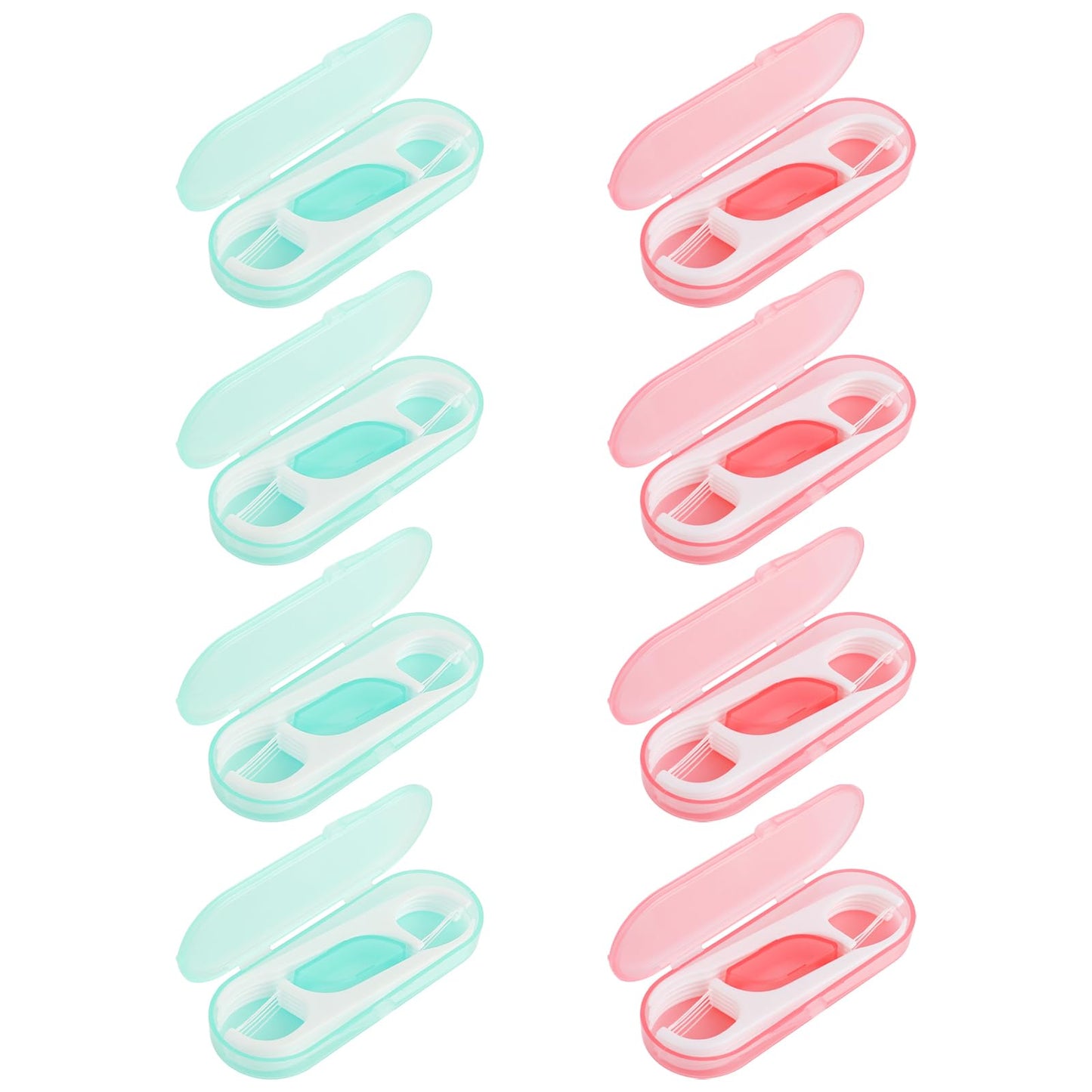 8 PCS Dental Floss Travel Floss Dispenser Holder Refillable Floss Pick Container Portable Floss Picks Case Organizer with 80 Picks Threader Flosser Teeth Cleaning Tool for Family Hotel Women Men