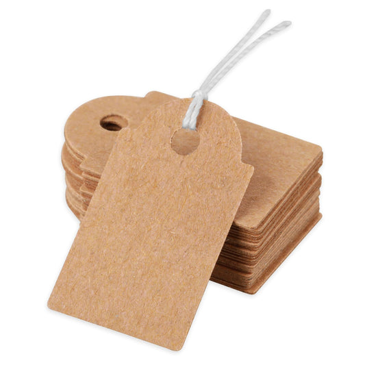 Dimeho 200 Pcs Price Tags Small Kraft Display Tag with String Selling Price Marking Label Writable Hanging Tag for Clothes Jewelry Ornaments Craft Handmade Product