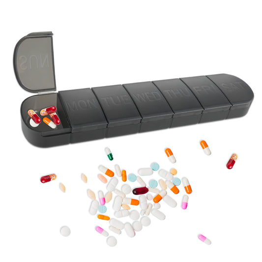 Sibba Pill Organizer Box 1 PC Medicine Case Container Weekly Travel 2 Times 7 Days Medication Holder Large Daily Supplement Dispenser Storage Sorter Pillbox