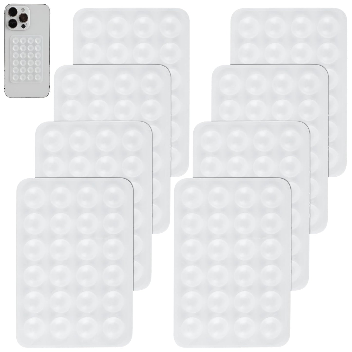 Sibba 8PCS Silicone Suction Phone Case Mount, Non Slip Suction Cup Phone Mount for Selfies and Videos, Hands-Free Phone Accessories Holder, Adhesive Phone Stand Sticky Phone Grip for Cell Phone(White)