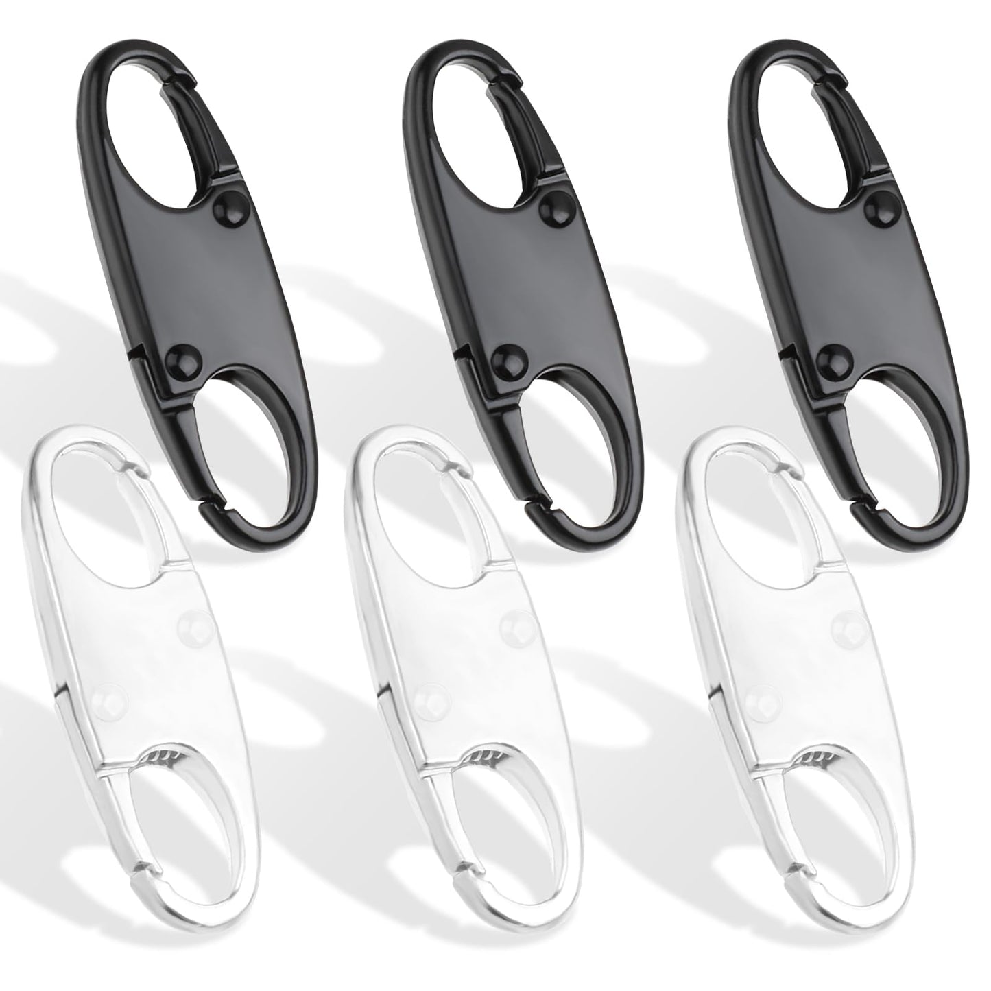 Dimeho 6PCS Double Small Carabiner Clips, S Carabiner Keychain Small Alloy Snap Hook Zipper Clip for Fishing/Camping/Outdoor Sports(Black/Silver