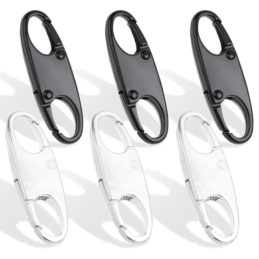 Dimeho 6PCS Double Small Carabiner Clips, S Carabiner Keychain Small Alloy Snap Hook Zipper Clip for Fishing/Camping/Outdoor Sports(Black/Silver