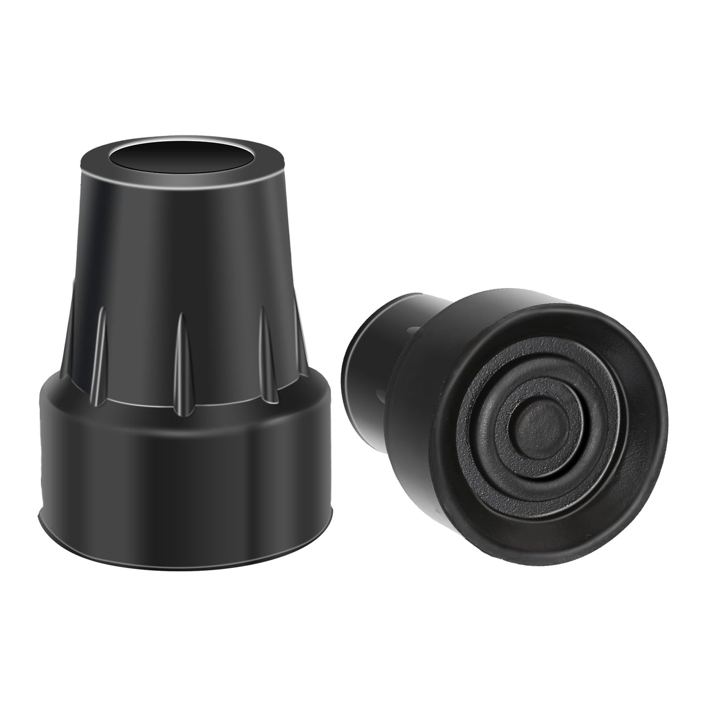 2 Pcs Round Walking Cane Tips, Black Sturdy Replacement Rubber Cane Tips for Canes, Safety Cane Crutch Accessories for No-Slip Grip Canes Crutch Walking Sticks and Walkers