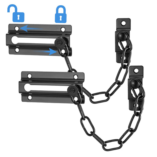 Wanmu Pack of 2 Door Chain Lock, Door Chain Stainless Steel Door Chain Lock Door Security Chain Lock with Screws for Home, Family, Hotel, Interior Doors, Windows