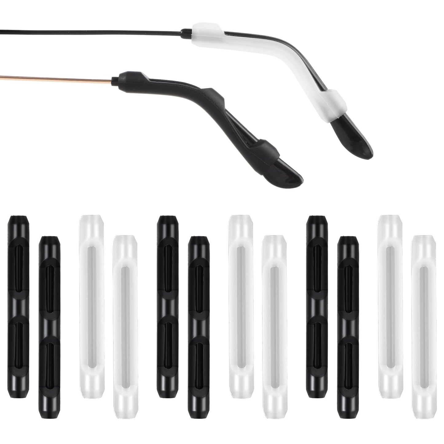 COMNICO Silicone Glasses Ear Cushion, 12 Pcs Soft Anti Slip Eye Glasses Ear Grip Eyeglass Pads Temple Tips Sleeve Retainer for Eyeglasses Sunglasses Reading Glasses