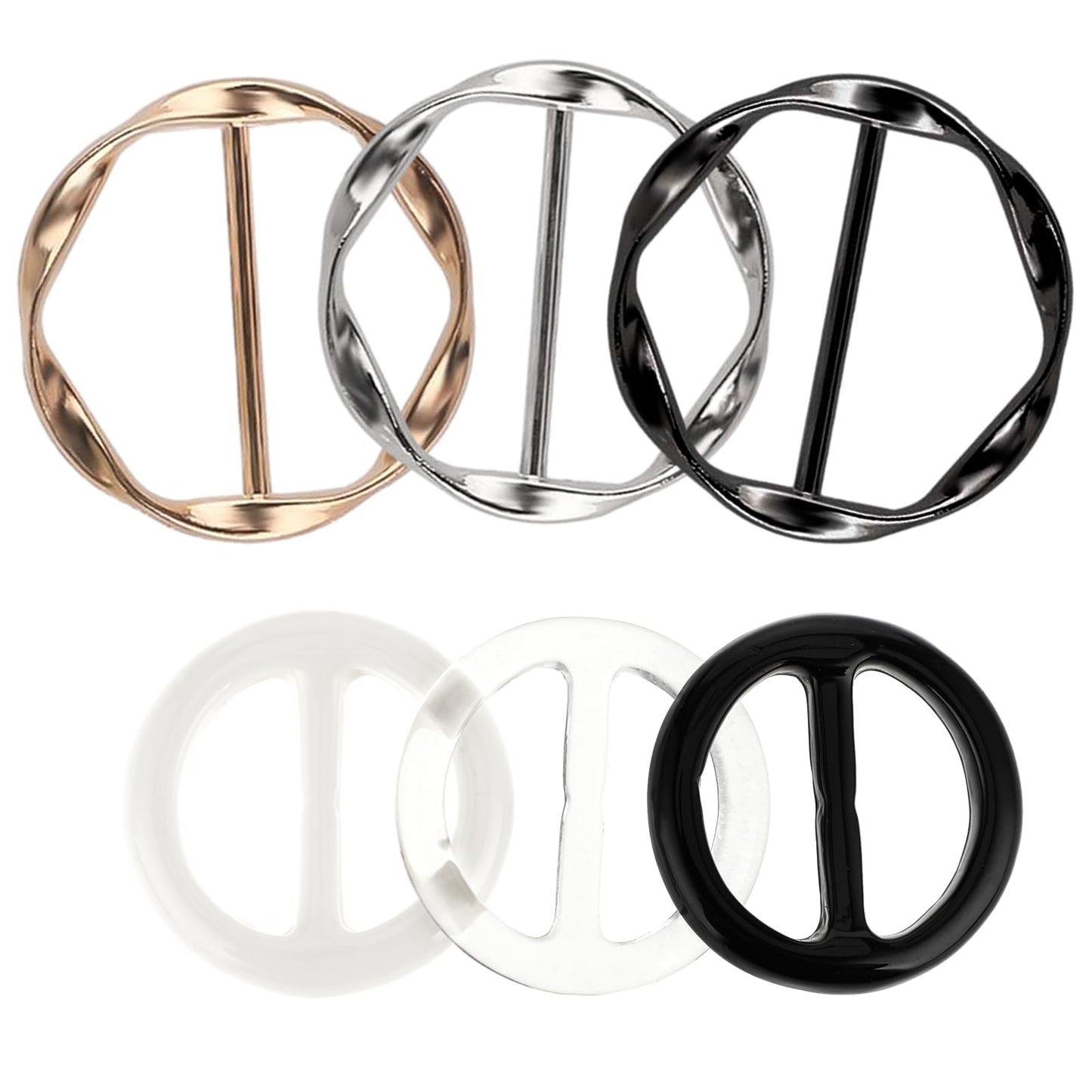 6 Pcs Scarf Ring Clip, Ring T Shirt Tie Clips for Women, Fashion Metal Shirt Waist Cincher Clips Tightener for Loose Tshirt Clothes Scarf Buckle