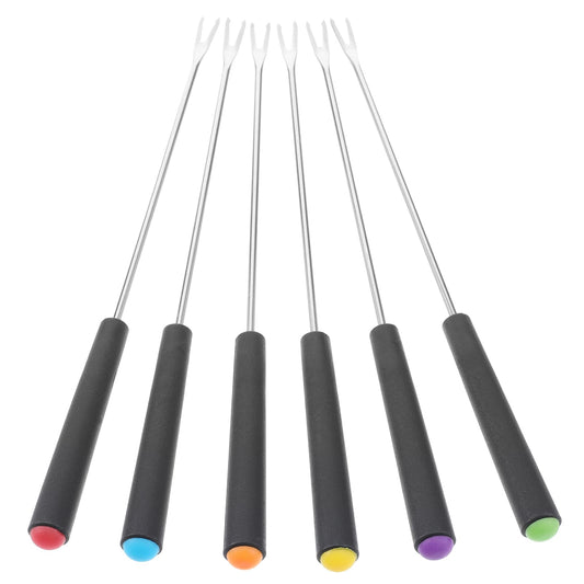 Wanmu 6 Pcs Stainless Steel Fondue Forks 23 CM, Fondue Set, Color Cheese Fondue Forks with Heat Resistant Handle, Fondue Sticks for Chocolate Meat Fountain Cheese Roast Marshmallows Dessert Fruits