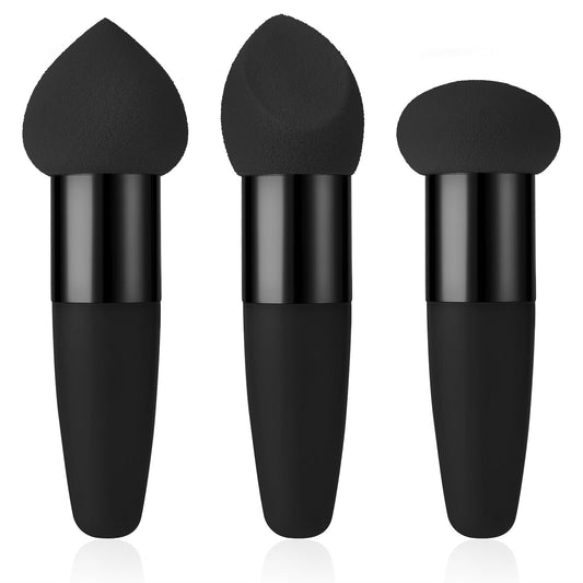 Sibba Makeup Sponge 3 PCS Beauty Blender Foundation Make Up Concealer Blending Cosmetic Mini Angled Brush Applicator Handle Artist Applying Make-Up Mushroom Eyebrow Face Powder Puff(black)