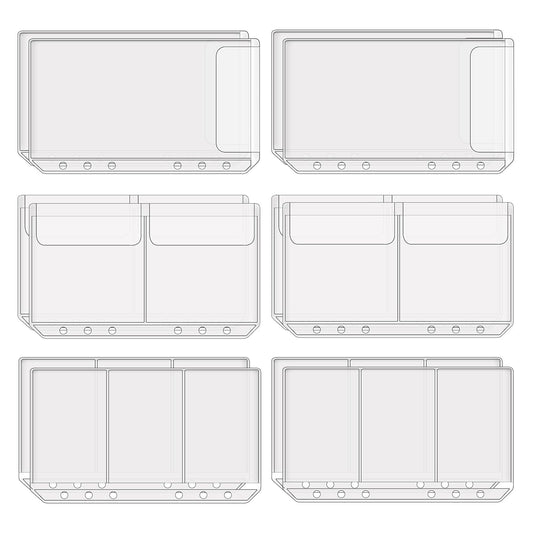 Dimeho 12 Pcs A6 Binder Pockets Cash Envelopes Clear Folder Organizer Photocard Sleeve Sheets Photo Protector Pouches Notebook Fillers Insert Pages for Credit Business Card Money Bill Note