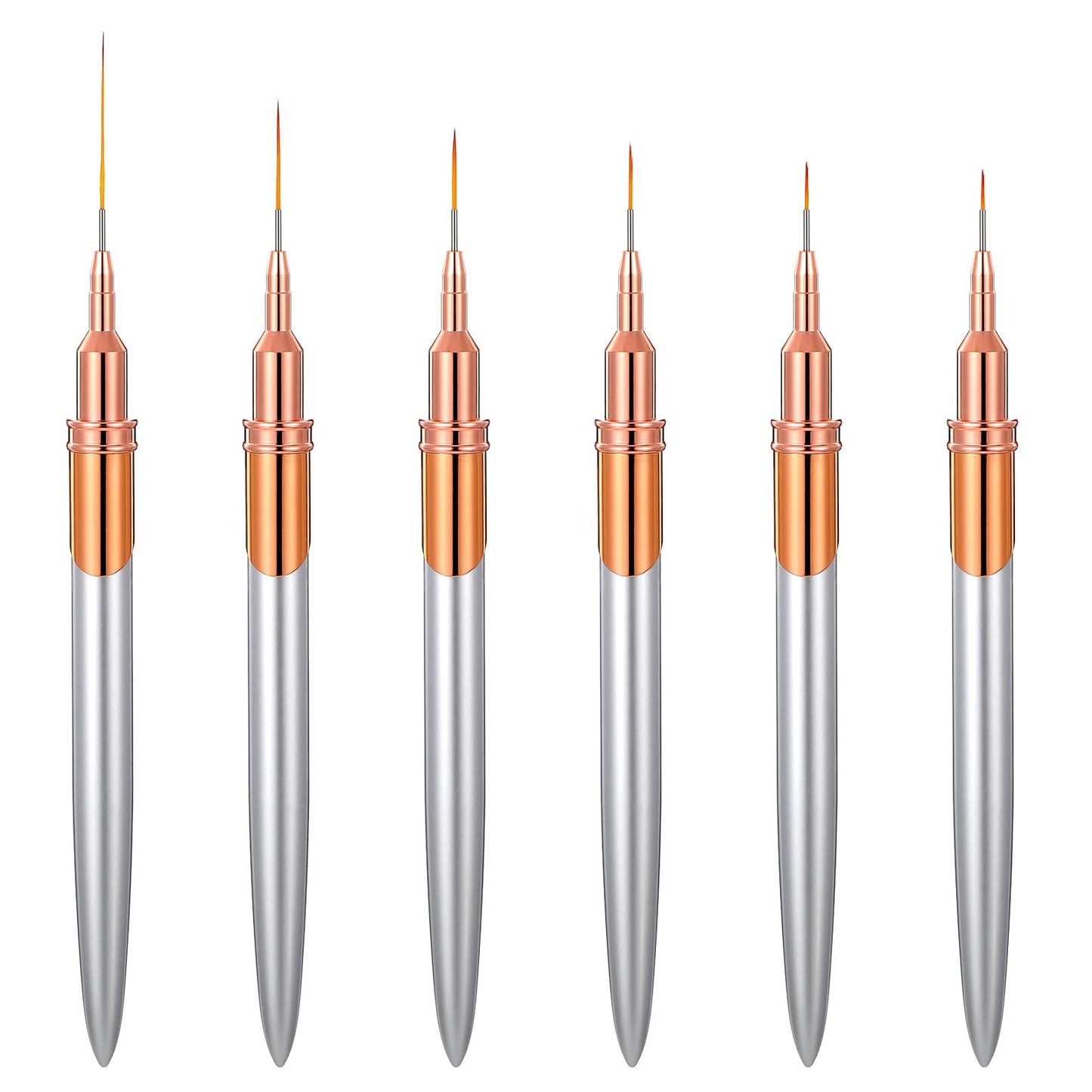 6Pcs Nail Art Liner Brushes Nail Detail Brush Nail Dotting Drawing Tool 5/7/9/11/15/25mm Gel Polish Painting Pen Nail Design Fine Long Striper Brushes for Long Lines Thin Details Fine Drawing