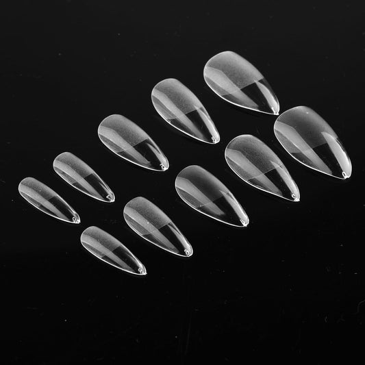 Sibba Almond Nail, 120PCS Clear Pre-Shape False Nails, 10 Sizes Half Matte Full Cover Nails, Gel Nail Tip with Stronger Adhesion, Acrylic Fake Press on Nail for Nail Art DIY, Nail Extension & Salon