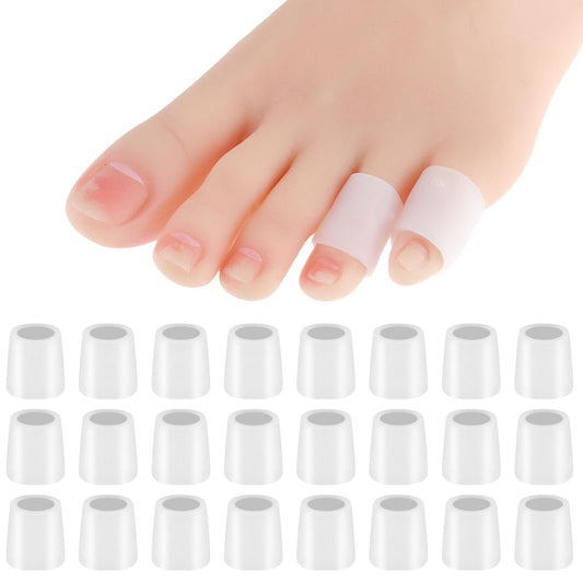 24 Pack Silicone Toe Sleeves, Corn Protectors for Toes Corn Pads for Pinky Toe, Toe Protectors Pinky Toe Sleeves Gel Toe Protector Toe Covers, Blister and Injured Toenail Protection