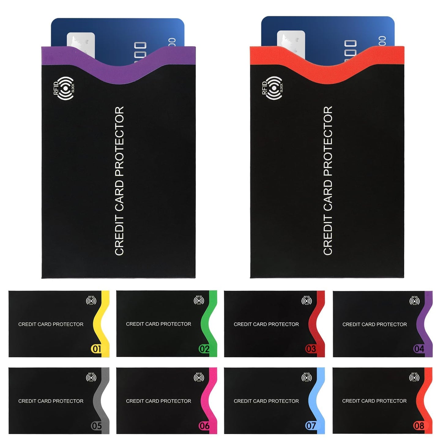 Dimeho 18 Pack RFID Blocking Sleeves, Premium RFID Card Holder Credit Card Sleeves Set Smart Slim Profile Design Card Protector for Women Men