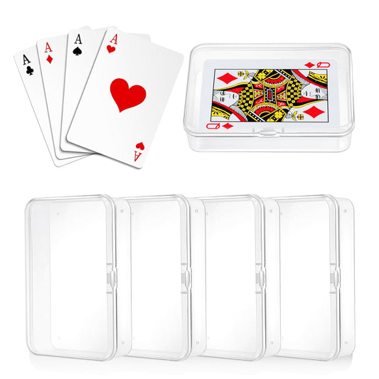 COMNICO 4pcs Playing Deck Card Cases, Clear Plastic Game Card Holder Storage Box Blank Trading Card Container for Bank Business Game Card