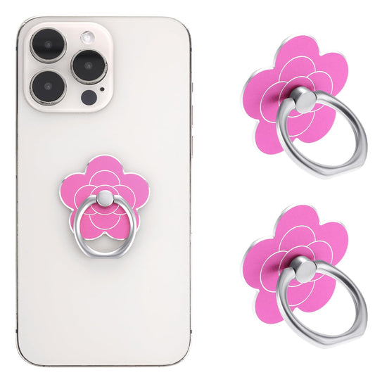 Sibba 2pcs Phone Ring Holder Kickstand Cellphone Flower Finger Ring Grips Stand Metal Universal Accessories Compatible with Smartphone, Mobile Phones, Phone case (Pink)