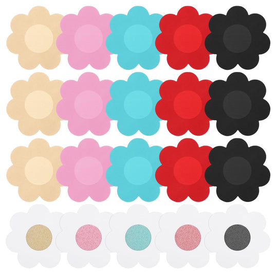 Sibba Nipple Covers Pasties 40 PCS Sticky Bras Breast Petals Pack Rave Patch Pasty Cover Lift Nude Boob Breast-Petals Glitter Reusable Colorful Swimming Protective Stickers Bra Enhance Women