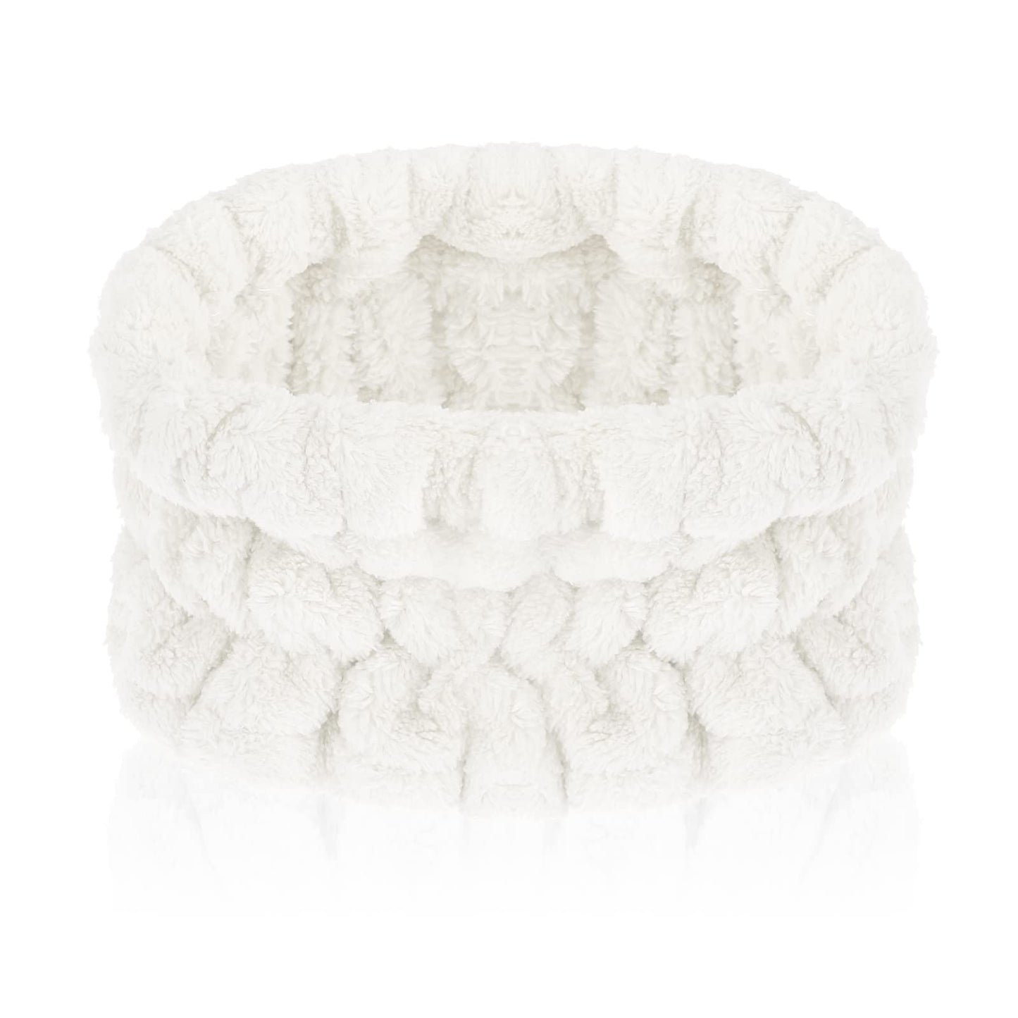 Sibba 1 Piece Spa Headband For Washing Face Wash Makeup Sports Shower Wide Hair Band Headpiece Puffy Fuzzy Fluffy Cloth Head Hairband Wristband Facial Beauty Wrap Women Girls (White)