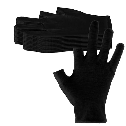 Dimeho 6 Pairs Moisturizing Cotton Gloves Touchscreen Overnight Sleeping Gloves Lightweight Nighttime Lotion Black Gloves for Bedtime Dry Hand Therapy Sensitive Irritated Skin SPA(Black)