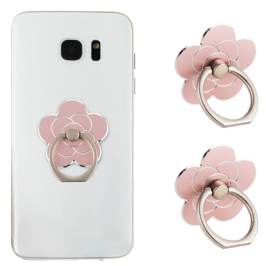 Sibba 2pcs Phone Ring Holder Kickstand Cellphone Flower Finger Ring Grips Stand Metal Universal Accessories Compatible with Smartphone, Mobile Phones, Phone case (Rose Gold)