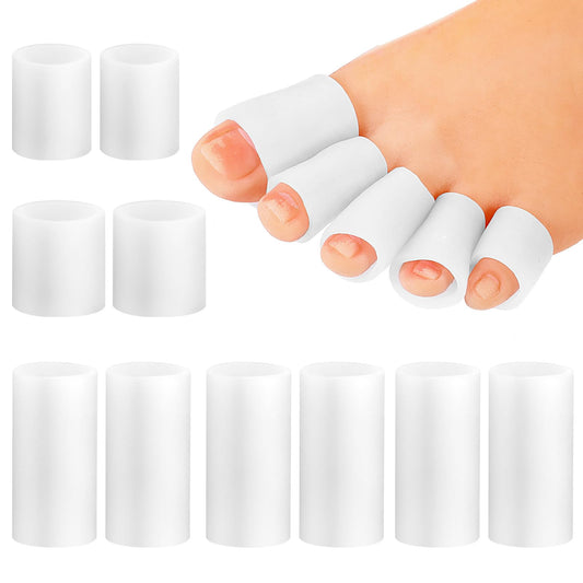 COMNICO Toe Protectors, 10 Pcs Silicone Toe Sleeves Elastic Toe Covers Cuttable Toe Guards Sleeves Open Toe Tubes for Hammer Toe Blisters Corns Relief Toe Pressure