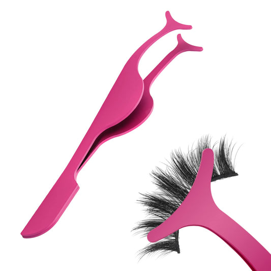 Sibba Lash Tweezers Applicator Stainless Curved Tip Fish Tail False Eyelashes Extension Curl Separator Clip and Removal Nipper Holder Eye Makeup Beauty Tool