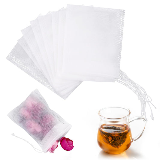 Sibba Tea Strainer Bags For Loose Leaf 100 PCS Disposable Filter Infuser Pitcher Drawstring Organizer Cooking Accessories Spice Pockets Seasoning Tank Spoon Diffusers Empty Fillable Sachets Small Sock