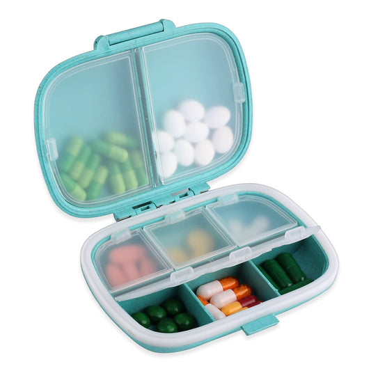 Sibba Pill Organizer 1 Pc Travel Medicine Box Case Container Essentials Vitamin Medication Holder Dispenser Daily Containers Small Size for Supplement Control 7 Day 2 Times Pills Bottle AM PM Storage