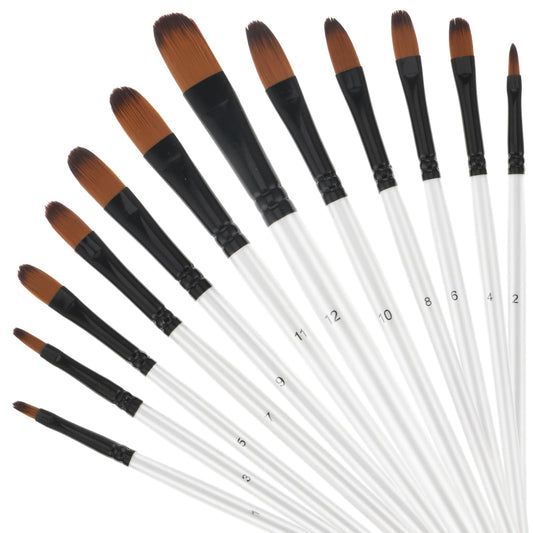 Acrylic Paint Brush Set, 12pcs Different Models Nylon Watercolor Brushes for Model Painting and Classroom, Professional Oil Paint Brushes for Kids Adult Drawing or Arts Crafts Supplies